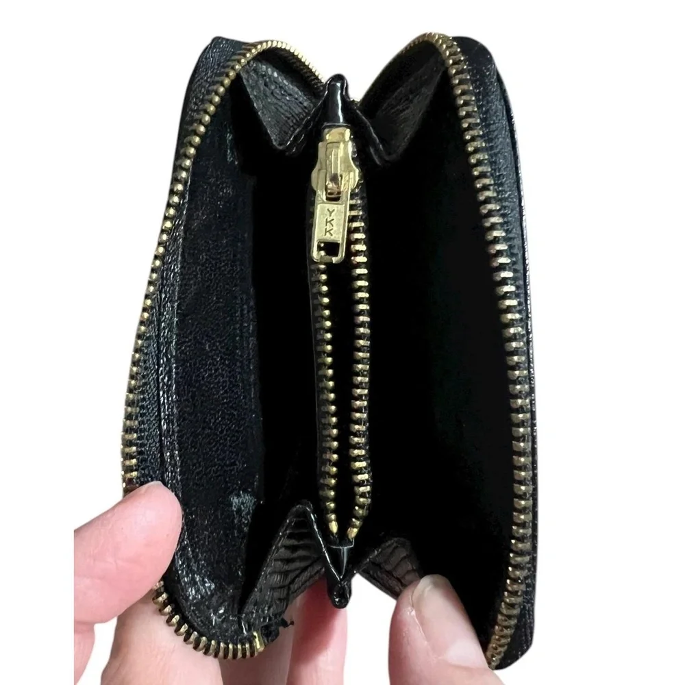 Vintage Givenchy Cosmetic Makeup Bag Womens Small Black Lizard Texture